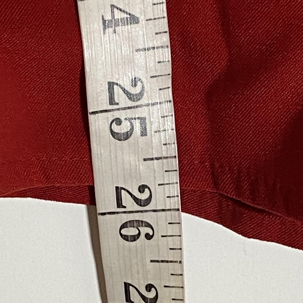 Basic Editions Shirt Womens Medium Red Button Front Long Sleeve Stretch Blouse - Picture 13 of 14